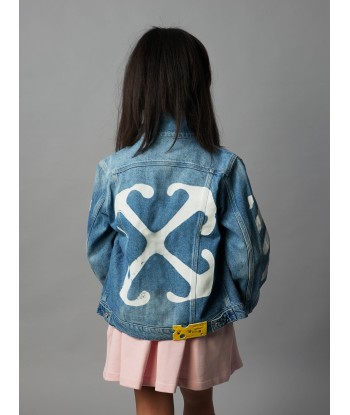 Off-White Kids Paint Graphic Denim Jacket in Blue Découvrez la collection