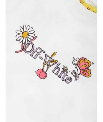 Off-White Girls Funny Flowers T-Shirt in White brillant des détails fins