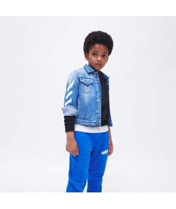 Off-White Kids Paint Graphic Denim Jacket in Blue Découvrez la collection