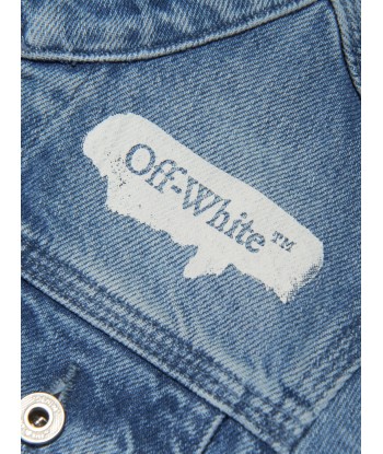 Off-White Kids Paint Graphic Denim Jacket in Blue Découvrez la collection