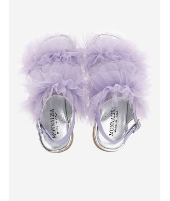 Monnalisa Girls Ruched Tulle Sandals in Purple soldes