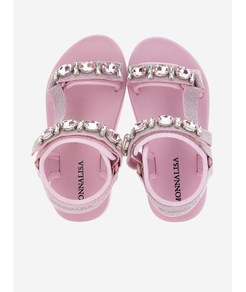 Monnalisa Girls Rhinestone Techno Sandals in Pink shop