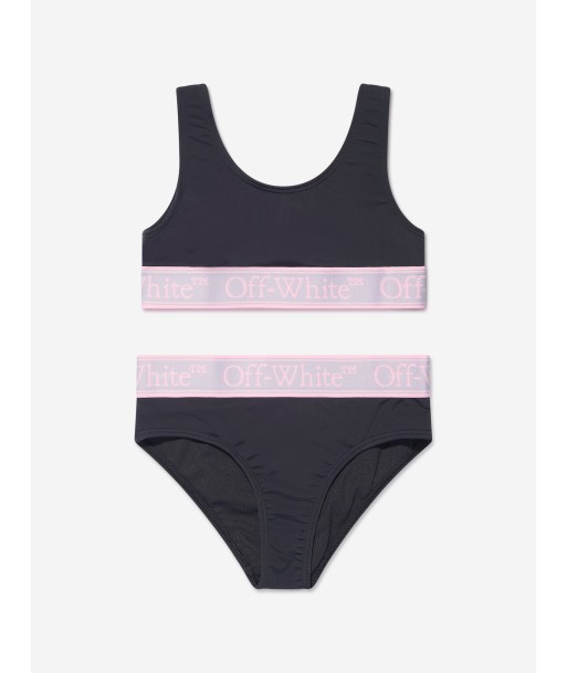 Off-White Girls Bookish Logo Band Bikini in Black vente chaude votre 