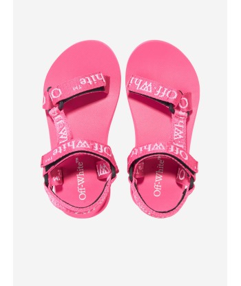 Off-White Girls Bookish Logo Band Trek Sandals in Pink de la marque