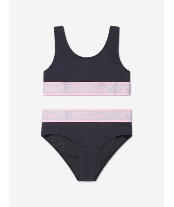 Off-White Girls Bookish Logo Band Bikini in Black vente chaude votre 