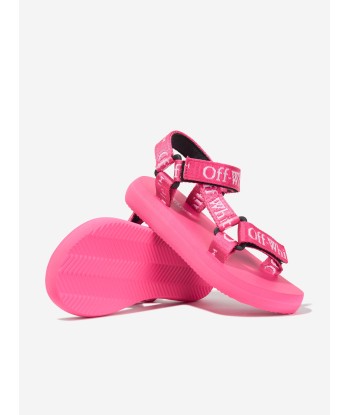 Off-White Girls Bookish Logo Band Trek Sandals in Pink de la marque