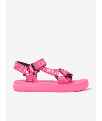 Off-White Girls Bookish Logo Band Trek Sandals in Pink de la marque