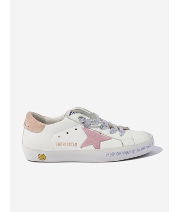 Golden Goose Girls Leather Super Star Trainers in White Faites des économies