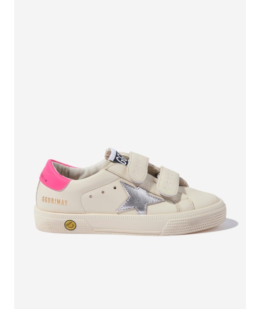 Golden Goose Girls May School Leather Trainers in Ivory pas cheres