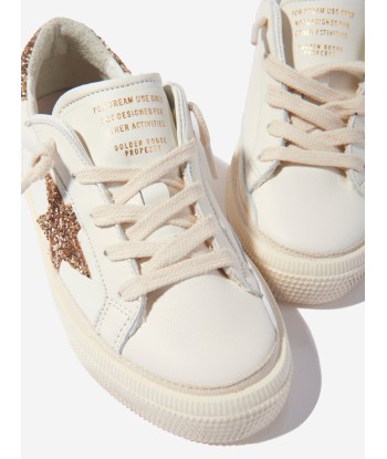 Golden Goose Girls Leather Glitter Star And Heel Trainers in White À commander