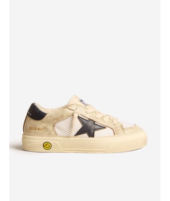 Golden Goose Kids May Net And Leather Trainers in White pas chere