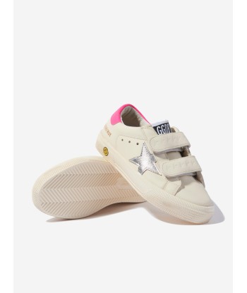 Golden Goose Girls May School Leather Trainers in Ivory pas cheres