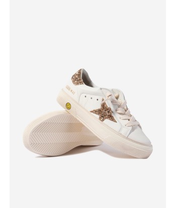 Golden Goose Girls Leather Glitter Star And Heel Trainers in White À commander