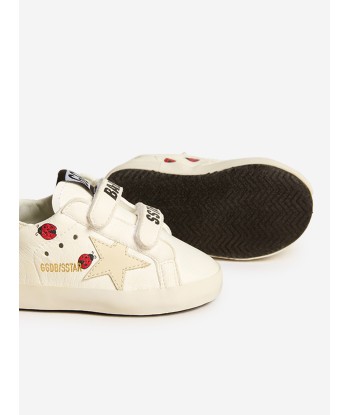 Golden Goose Baby Leather School Star Trainers in Cream le des métaux précieux