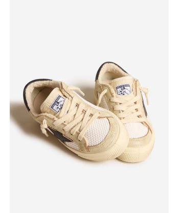 Golden Goose Kids May Net And Leather Trainers in White pas chere