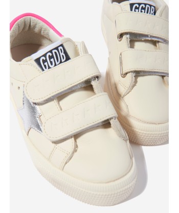 Golden Goose Girls May School Leather Trainers in Ivory pas cheres