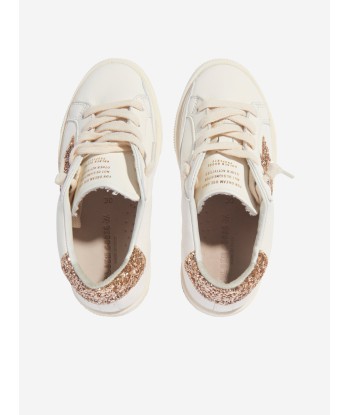 Golden Goose Girls Leather Glitter Star And Heel Trainers in White À commander