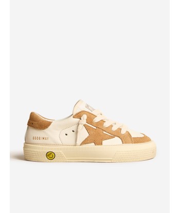 Golden Goose Kids May Suede Toe And Heel Trainers in Cream des créatures d'habitude