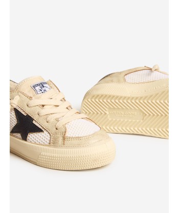 Golden Goose Kids May Net And Leather Trainers in White pas chere