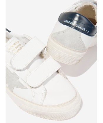 Golden Goose Kids Leather Star May School Trainers in White 2023