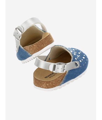 Monnalisa Girls Denim Rhinestone Sandals in Blue la livraison gratuite