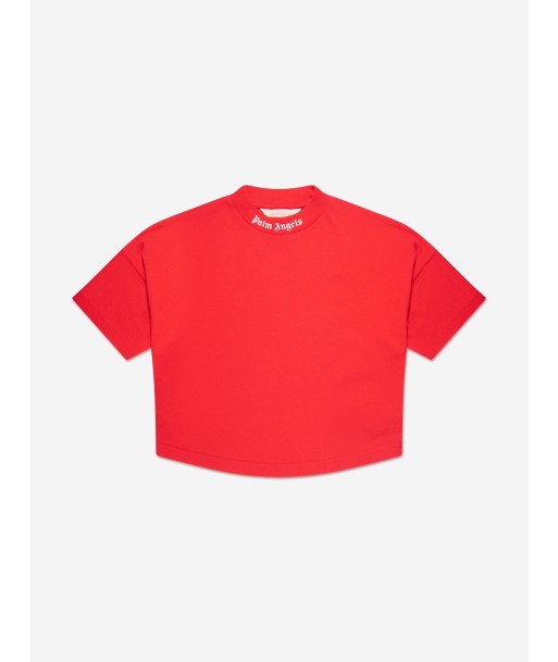 Palm Angels Boys Classic Overlogo T-Shirt in Red ouvre sa boutique