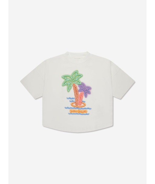 Palm Angels Boys Neon Palms Oversized T-Shirt in White la colonne vertébrale