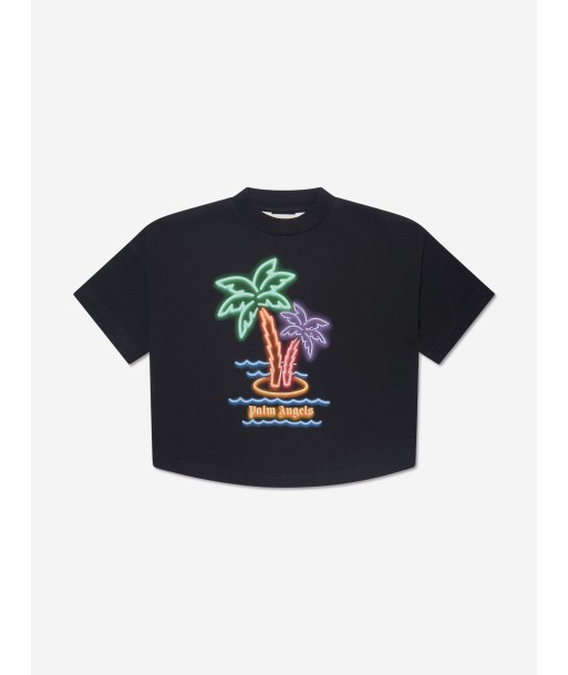 Palm Angels Boys Neon Palms Oversized T-Shirt in Black chez Cornerstreet bien 