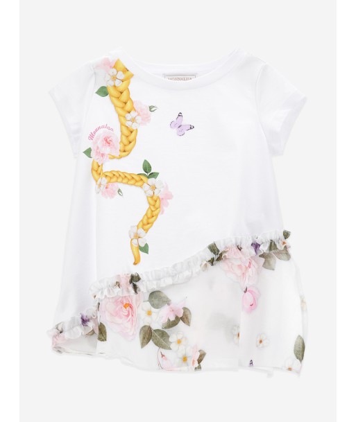 Monnalisa Girls Floral Maxi T-Shirt in White pas cheres