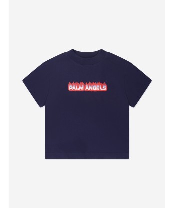 Palm Angels Boys Flames Regular T-Shirt in Navy Par le système avancé 