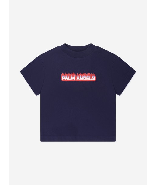 Palm Angels Boys Flames Regular T-Shirt in Navy Par le système avancé 