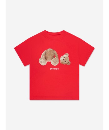 Palm Angels Boys Bear T-Shirt in Red la colonne vertébrale