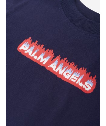 Palm Angels Boys Flames Regular T-Shirt in Navy Par le système avancé 