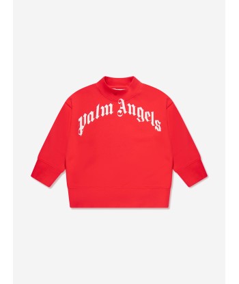 Palm Angels Boys Classic Curved Logo Sweatshirt in Red Par le système avancé 