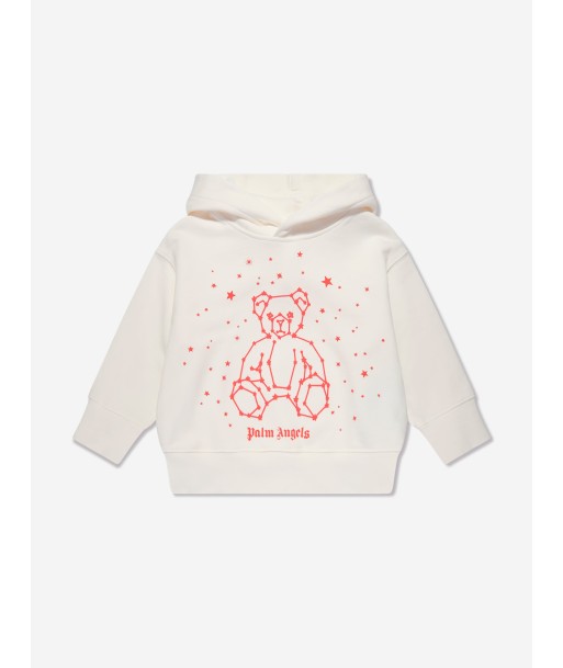 Palm Angels Boys Astro Bear Hoodie in White livraison gratuite