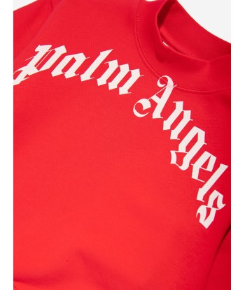 Palm Angels Boys Classic Curved Logo Sweatshirt in Red Par le système avancé 