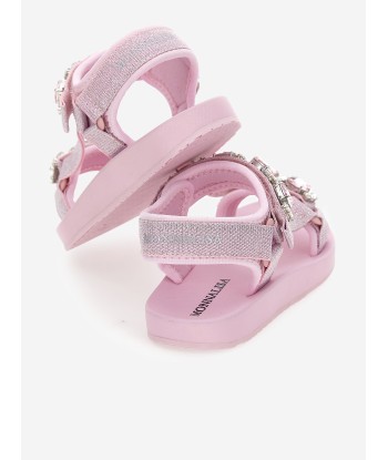 Monnalisa Girls Rhinestone Techno Sandals in Pink shop