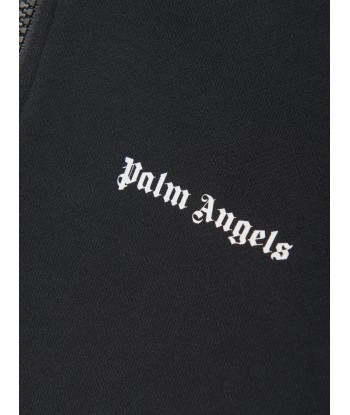 Palm Angels Boys Track Half Zip Sweatshirt in Black Fin de série