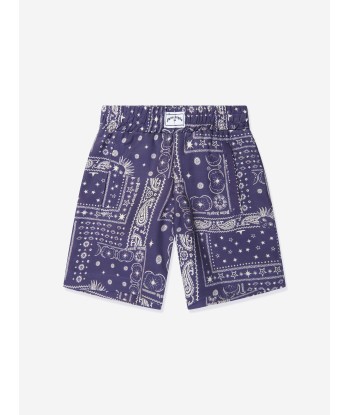 Palm Angels Boys Astro Paisley Shorts in Navy prix