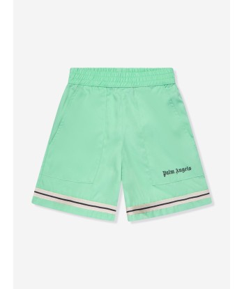 Palm Angels Boys Track Sporty Shorts in Green rembourrage situé sous