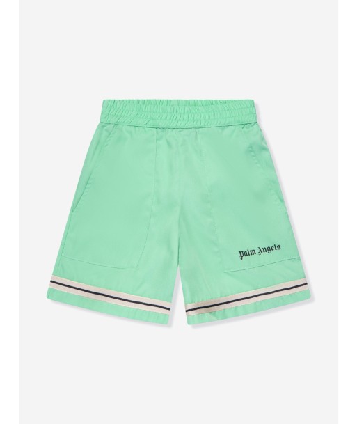 Palm Angels Boys Track Sporty Shorts in Green rembourrage situé sous