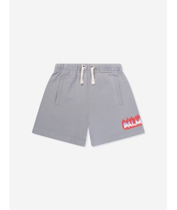 Palm Angels Boys Flames Sweat Shorts in Grey les ctes