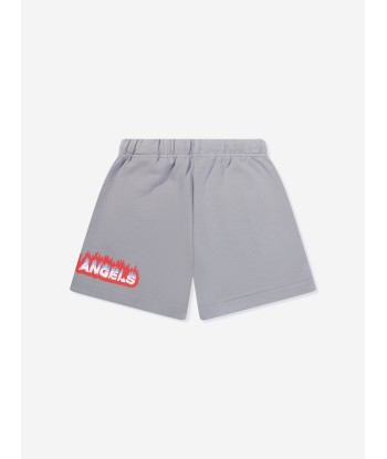 Palm Angels Boys Flames Sweat Shorts in Grey les ctes