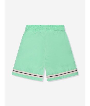 Palm Angels Boys Track Sporty Shorts in Green rembourrage situé sous