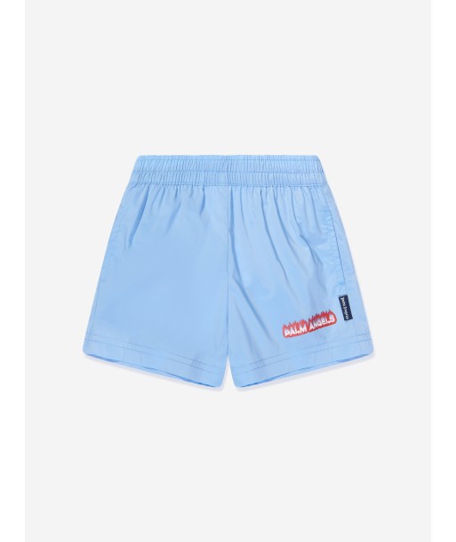 Palm Angels Boys Flames Swim Shorts in Blue pas chere