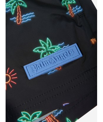 Palm Angels Boys Neon Palms Swim Shorts in Black de l' environnement