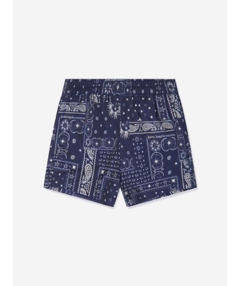 Palm Angels Boys Astro Paisley Swim Shorts in Navy les muscles