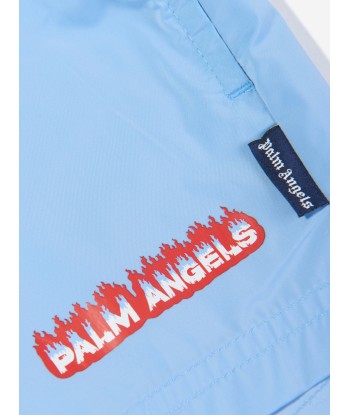 Palm Angels Boys Flames Swim Shorts in Blue pas chere