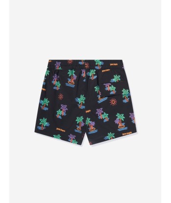 Palm Angels Boys Neon Palms Swim Shorts in Black de l' environnement