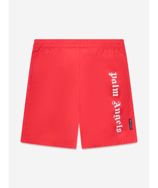 Palm Angels Boys Overlogo Swim Shorts in Red d'Europe débarque